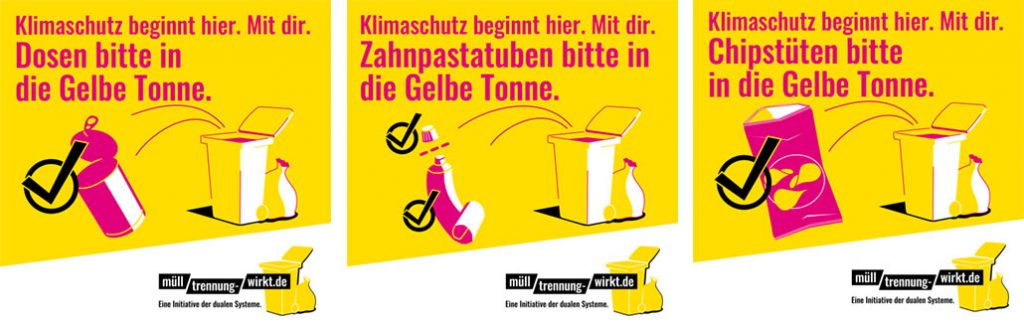 Grafiken informieren über die Nutzung der Gelben Tonne
