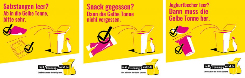 Grafiken informieren über die Nutzung der Gelben Tonne